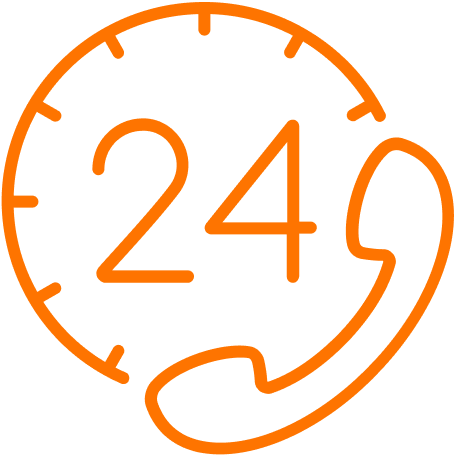 Customer service hotline symbol in orange